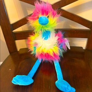New Wishpets Rainbow Sitting Ostrich Plush Stuffed Animal Blue Neck & Legs 2018